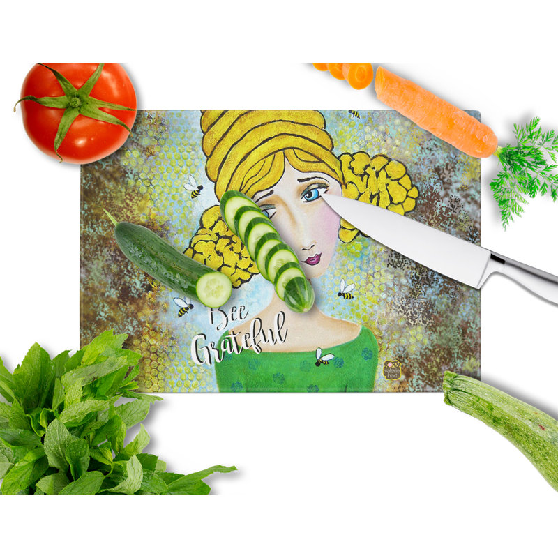Caroline en verre trempé avec planche à découper à ruche