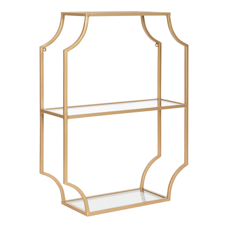 Johnalbert 3 Piece Scalloped Metal Accent Shelf, Gold