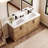 60" Farmhouse Double Sink Bathroom Vanity With Solid Wood Bun Feet, Double SMC Basin, 4 Doors & Adjustable Shelves