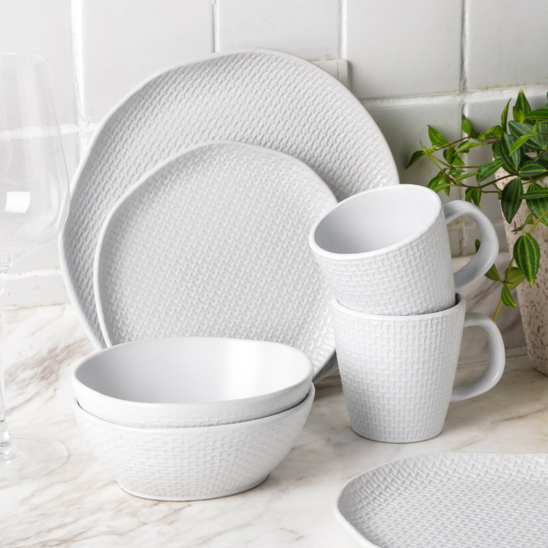 Stone Lain Abigail 16-Piece Dinnerware Set Stoneware, White