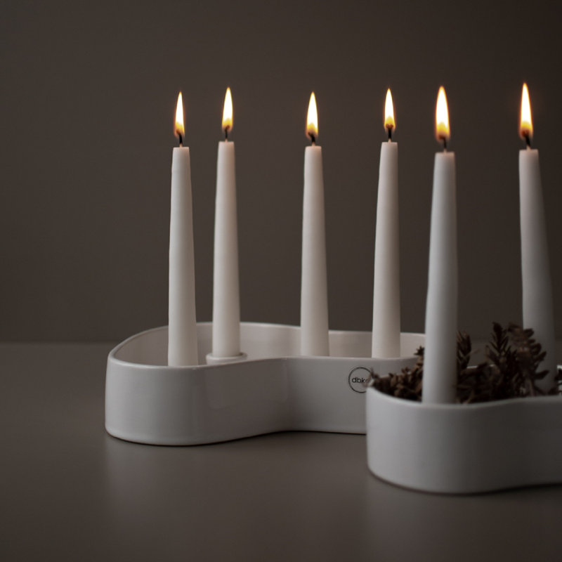 1.96'' H Ceramic Tabletop Candle Accessories, White
