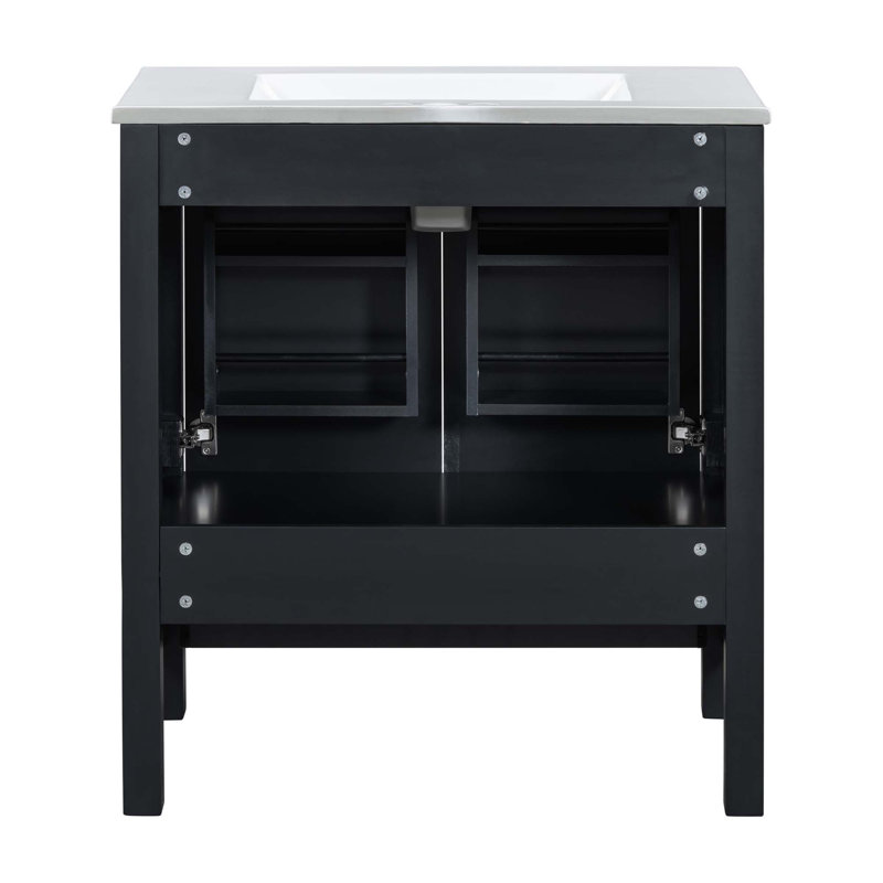 Meuble-lavabo noir 30 po avec lavabo simple et armoire encastrée Combo