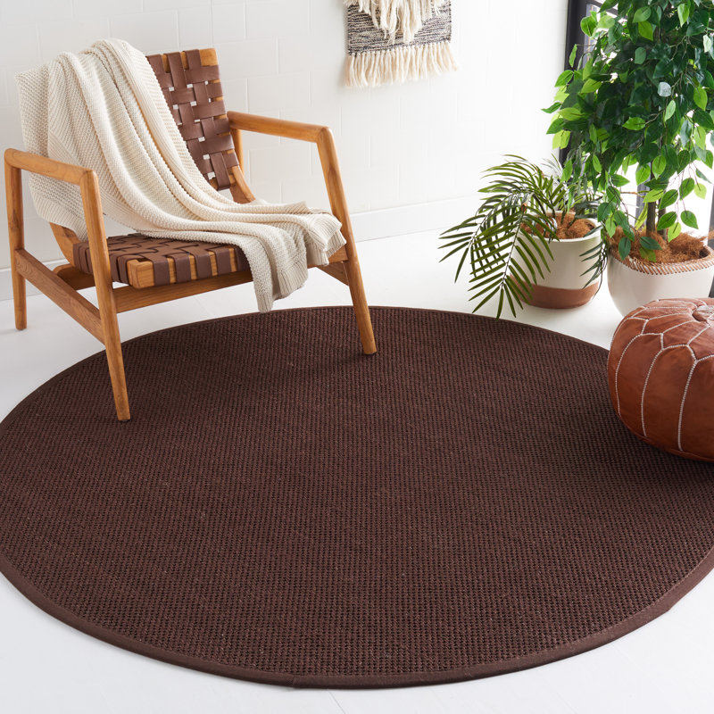 Natural Fiber Roeliene Area Rug In Brown, Round 122 cm