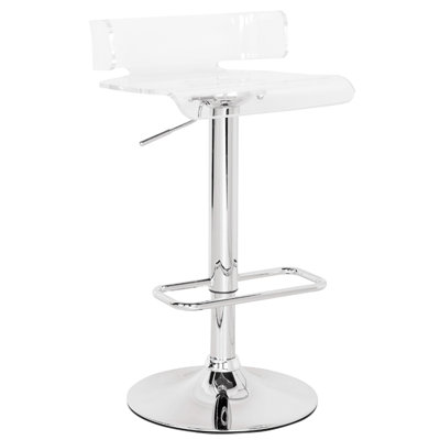 35.5 Inches High Adjustable Stool With Base 360 Swivel Contemporary Acrylic Seat