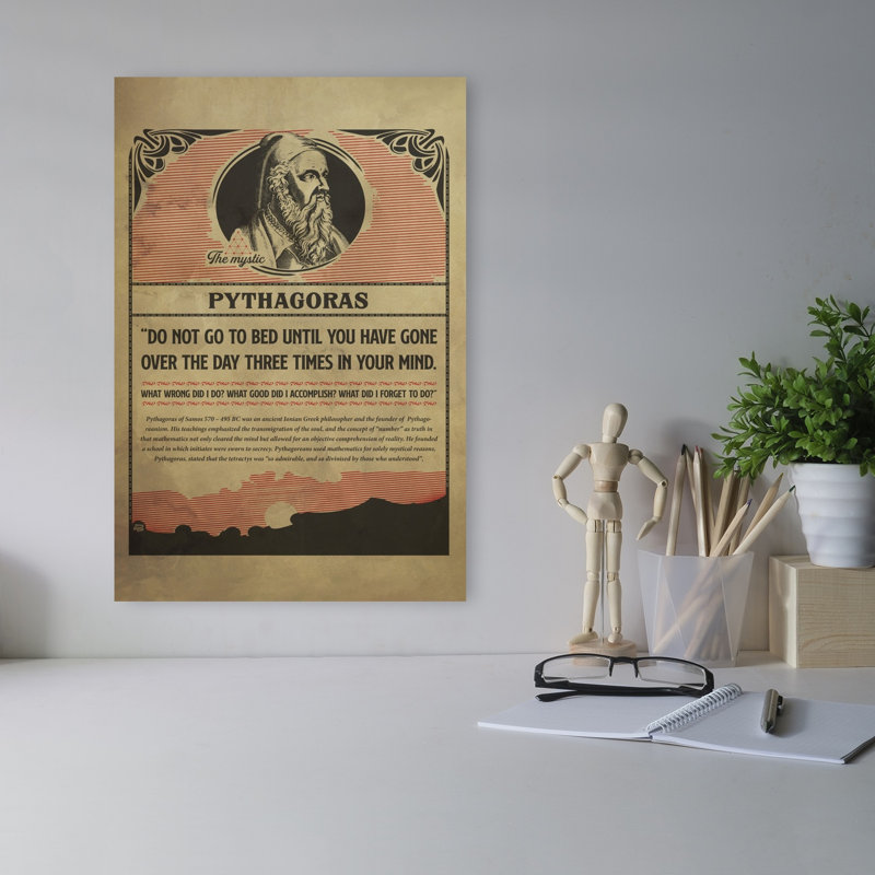 Pythagoras Wisdom Quote Retro Vintage Abstract Landscape Mountain Wall Art Print by Dion Gem - Print, 45.72cm H x 30.48cm W