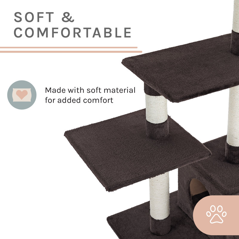 Randolph 43" Brown Plush Multi-Tier Cat Tree