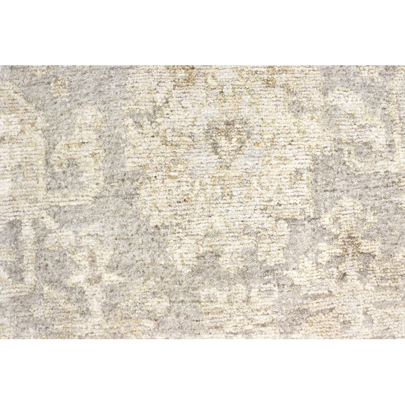 Tapis argenté en laine noué à la main Oushak