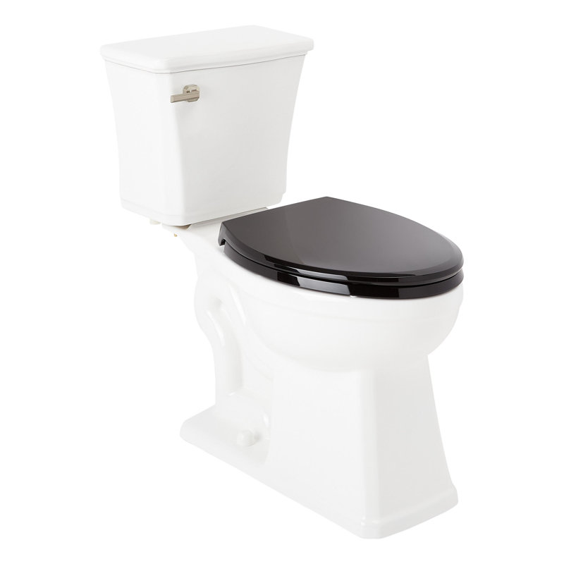 Benbrook 1.28 GPF Two Piece Elongated Toilet, Black/Brushed Nickel