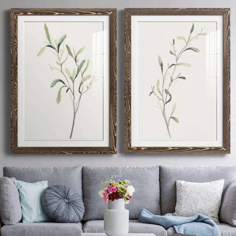 Spindle Sprig III - ensemble de 2 reproductions de cadres photo, H 24 po x l 36 po x P 1,5 po, Cadre noyer