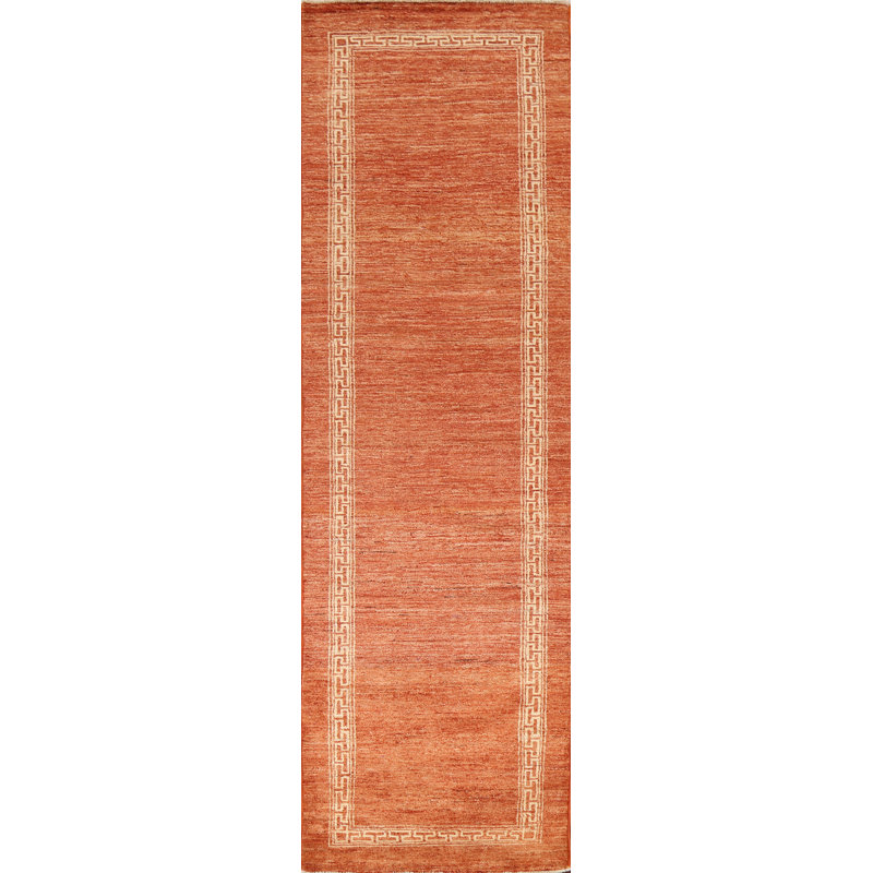 Bordered Gabbeh Kashkoli Runner Rug 3x9