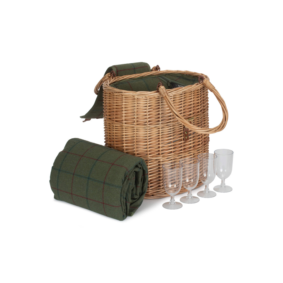 Wicker Chiller Hamper Basket With Tweed Effect Lining