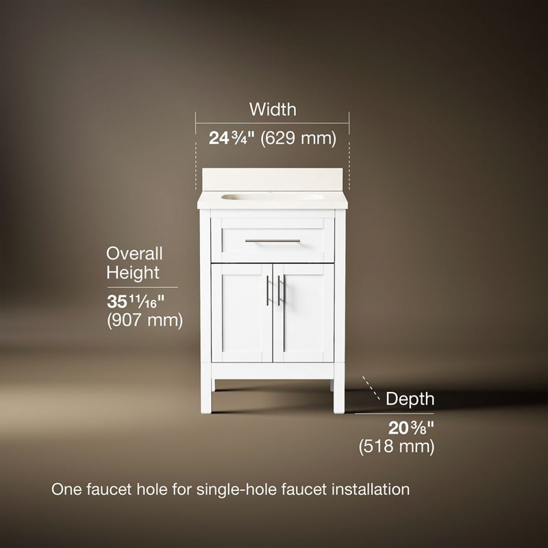 31" Single Bathroom Vanity Set, White, White, 24"