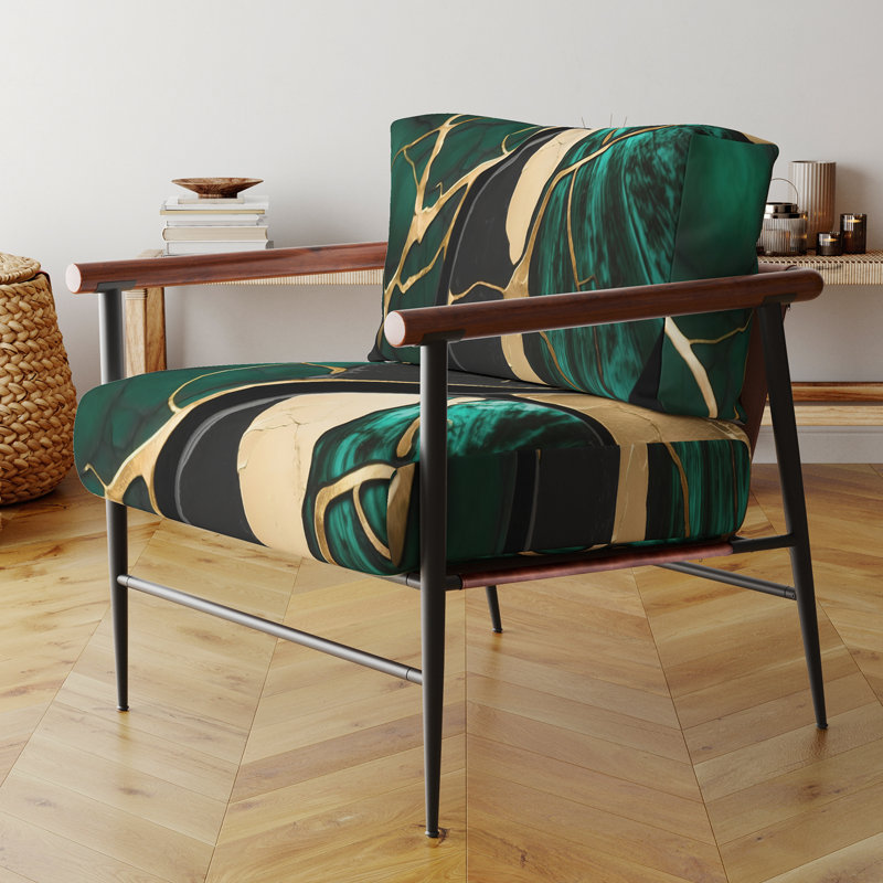 Fauteuil d'appoint rembourré en marbre Daelen, Noir, noir, noir, noir
