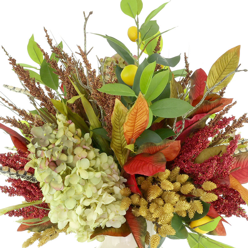 Fall Arrangement in Lemon Vase