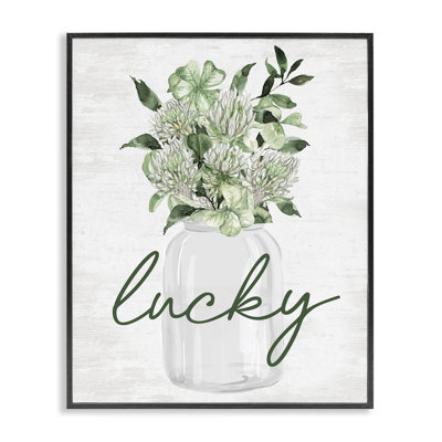 «Lucky Spring Shamrocks», art de la giclée encadrée avec lettres et doublures