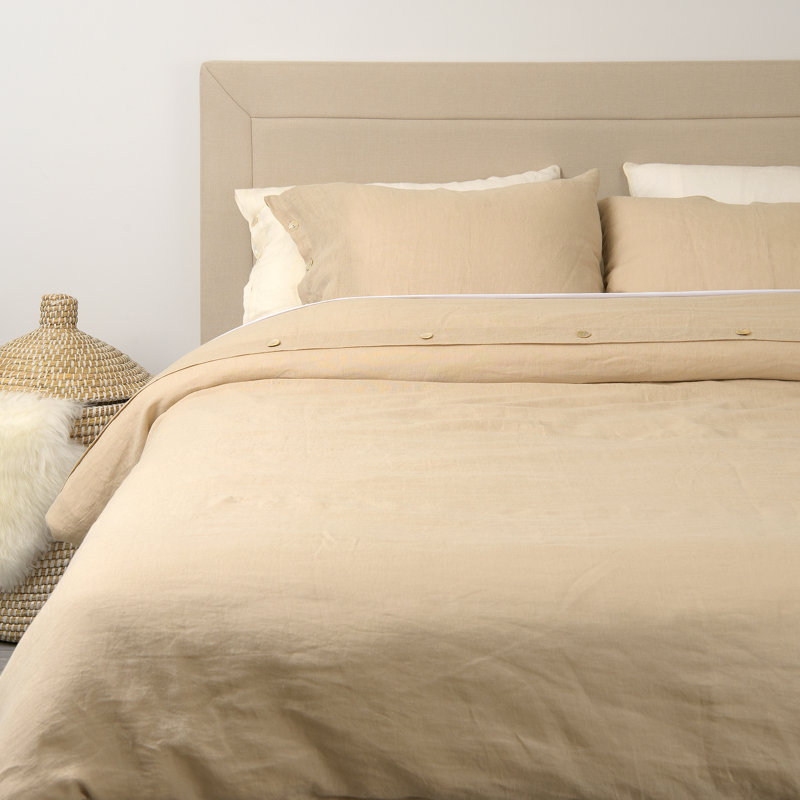 Modern & Contemporary Cotton Duvet Cover, King Duvet Cover + 2 King Shams, Natural