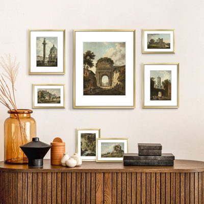 Drennon 7 Pieces Gallery Wall Frame with Glass Front, Hanging or Tabletop Display