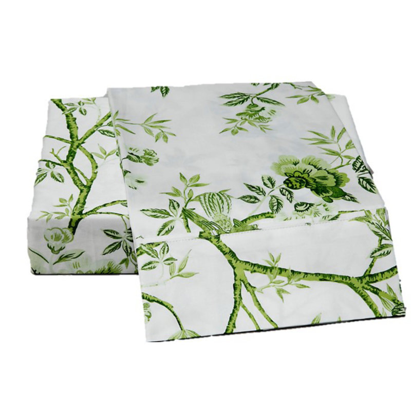 Josephine 100% Cotton Standard Floral Sheet Set, King Sheet Set with Pillowcase, White/Sage