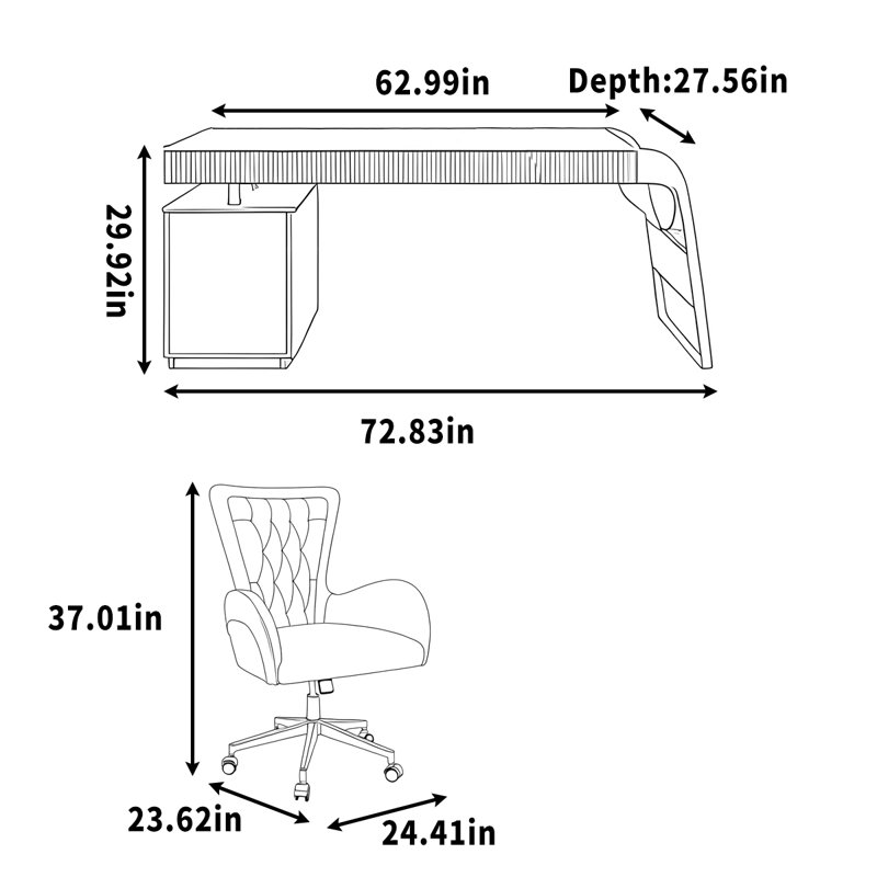 Engström, H 29,92 po x l 72,83 po x P 27,56 po
