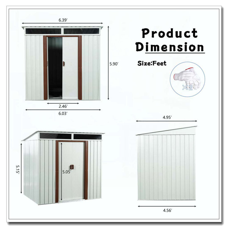 Remise de rangement extérieure en métal 6 pi x 5 pi blanc, Blanc