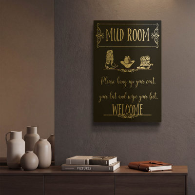 «Mud Room D» par Jean Plout, art mural en métal doré, 12 po x 16 po