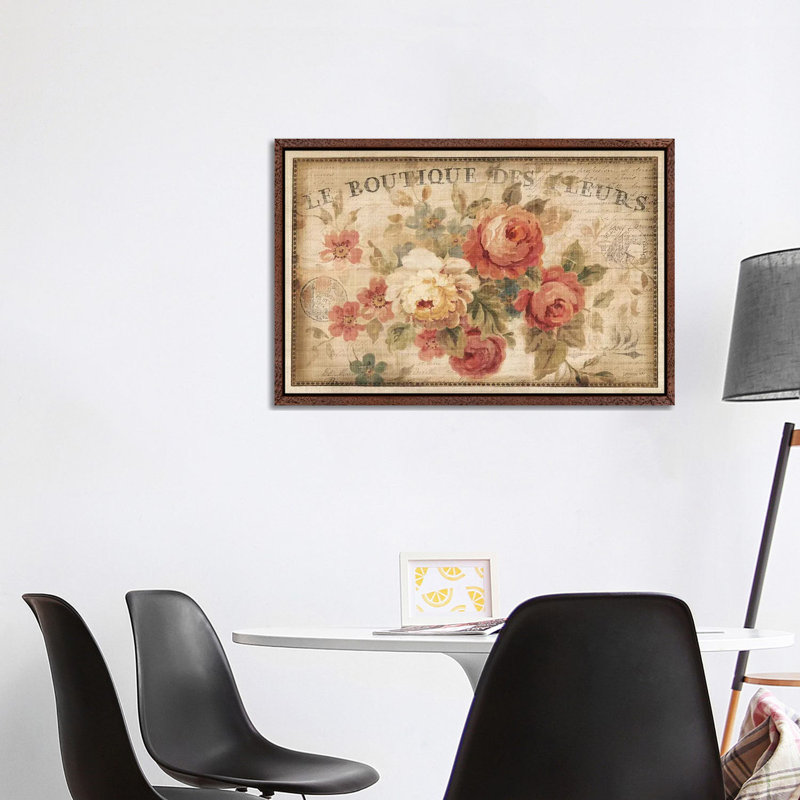 Parisian Flowers III - Print on Canvas, 101.6 cm H x 66.04 cm W, Classic Wood Floater Framed
