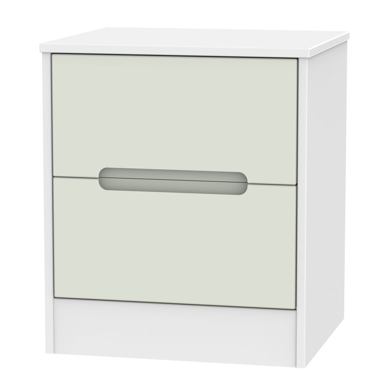 Fully Assembled Vernon 2 Drawer Bedside Table, Kashmir Matt/White