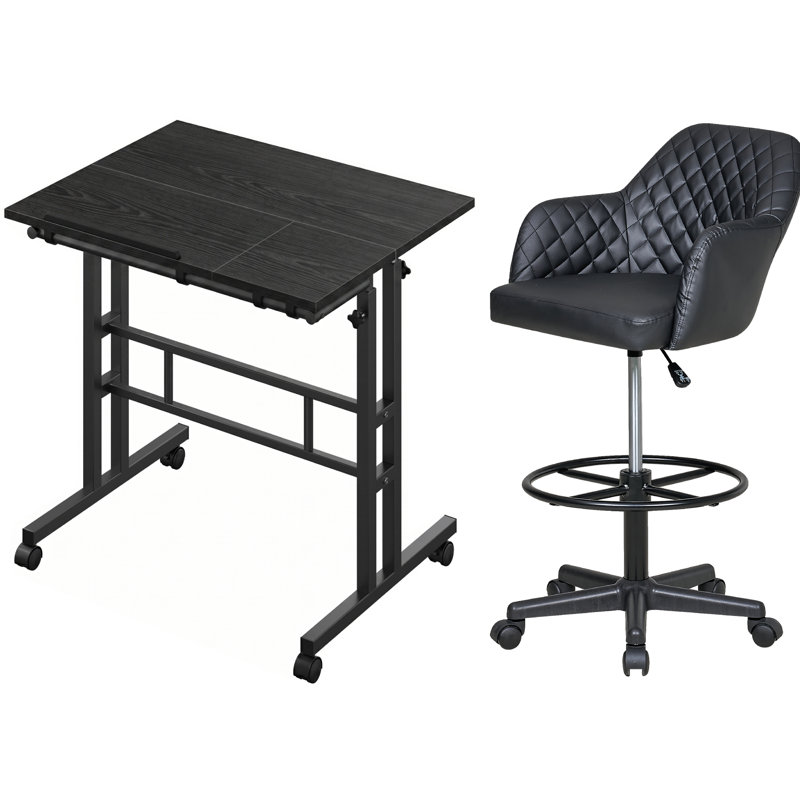 Ensemble de bureau à domicile et chaise, ensemble de chaise ergonomique moderne pour bureau, Black