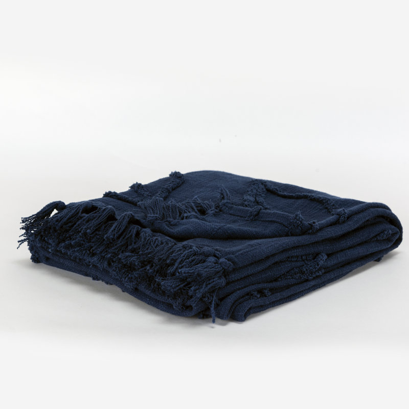 Jeté en coton Detrick, Bleu