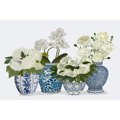 Chinoiserie Flower Quartet 1, bleu