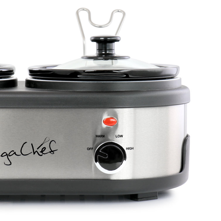 MegaChef Round Triple 1.5 Quart Slow Cooker and Buffet Server in