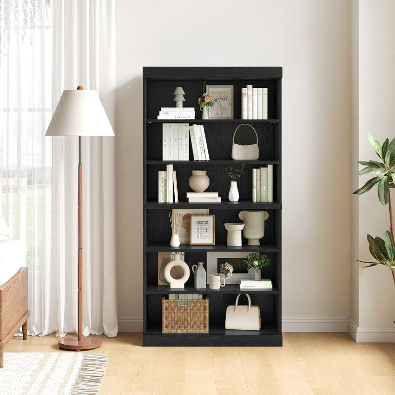 62"H x 31"W Wood Bookshelves Cabinet Storage Tall Bookcase, (6 Shelves) 157.5" H x 78.7" W x 40.6" D, Black