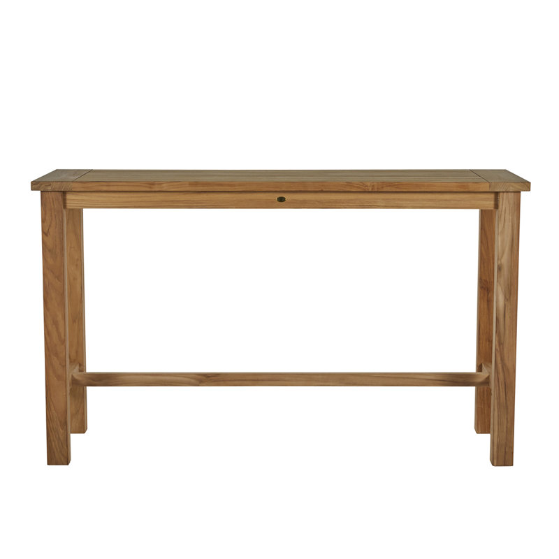 Croquet Teak Outdoor Bar Table, Natural Teak