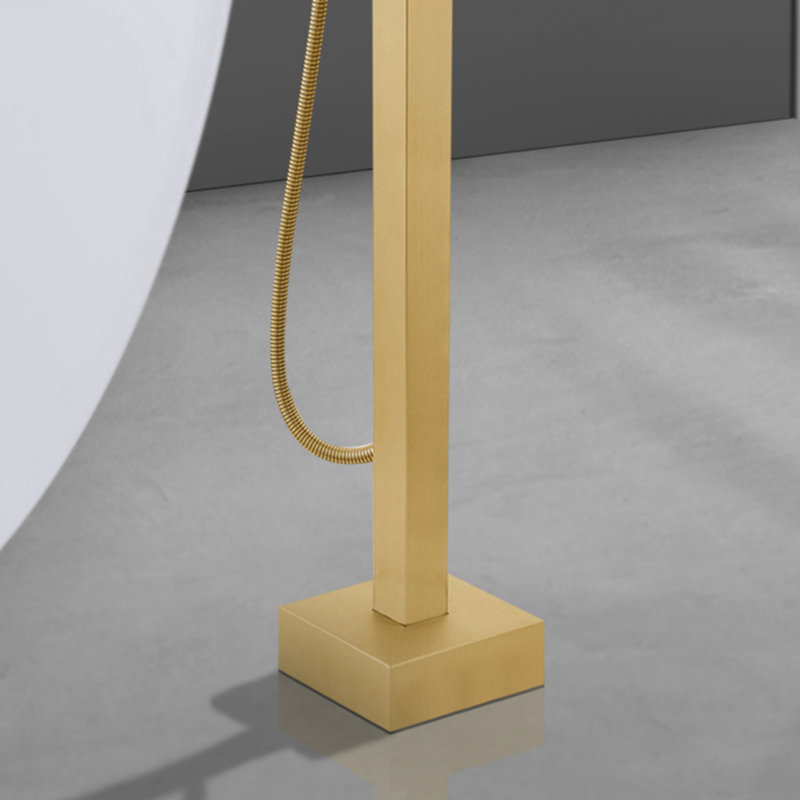Single-Handle Freestanding Tub Faucet With Hand Shower Floor Mount In, Brushed Brass