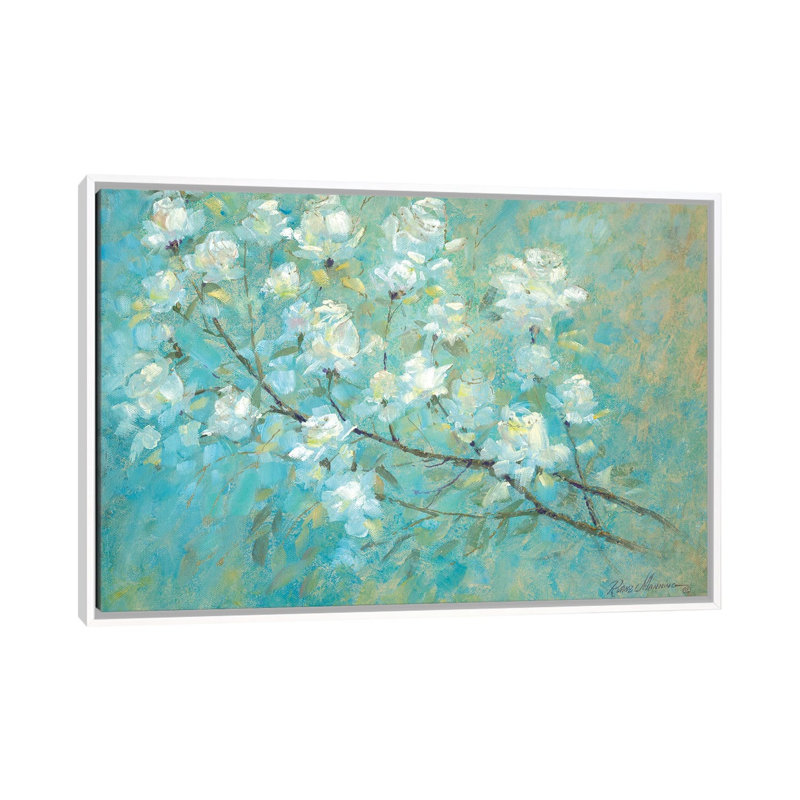 «Wild Rose Blossom» par Ruane Manning - reproduction d'art, Aucun mat, Toile blanche encadrée, H 18 po x l 26 po x P 1,5 po