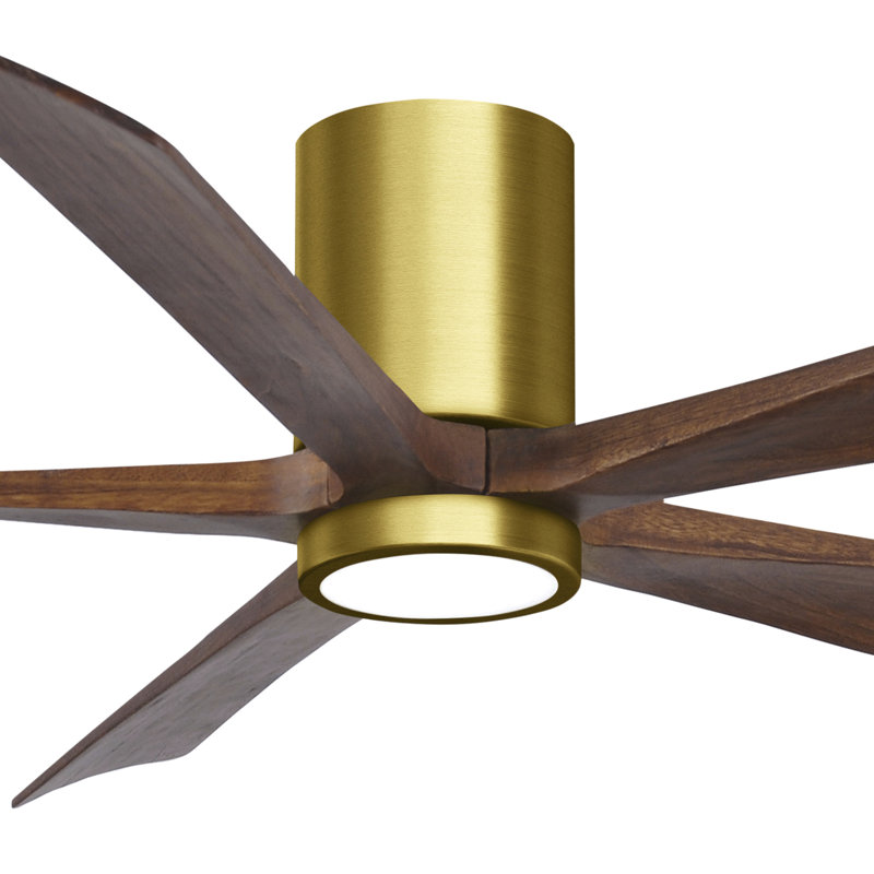 Ventilateur de plafond à 5 pales DEL avec ensemble d'éclairage inclus Irene, Laiton brossé, 60", Ton noyer