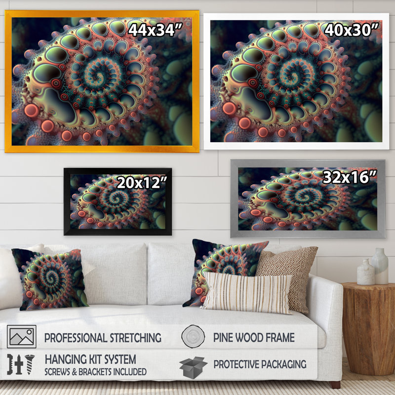 Gerlinde Pastel Fractal Spiral Universe I - reproduction sur toile, L 20 po x H 12 po, Encadrement doré