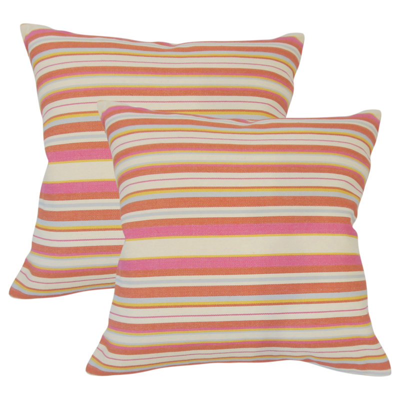 Striped Feather Reversible Throw Pillow