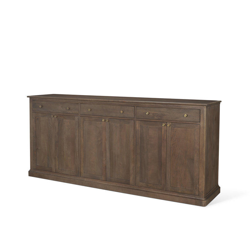 Buffet en bois de manguier massif Tymeo avec quincaillerie en laiton antique et gestion des câbles, Marron foncé