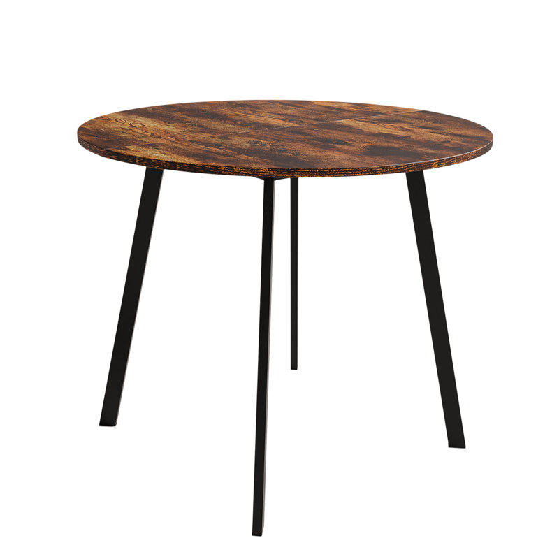 Table de salle à manger moderne 36 po avec pieds robustes en métal pour petite cuisine, Brun
