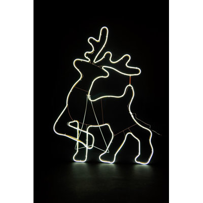 Walking Reindeer Neon Effect Rope Light Silhouette, Double-Sided LED Christmas Decoration with Stand