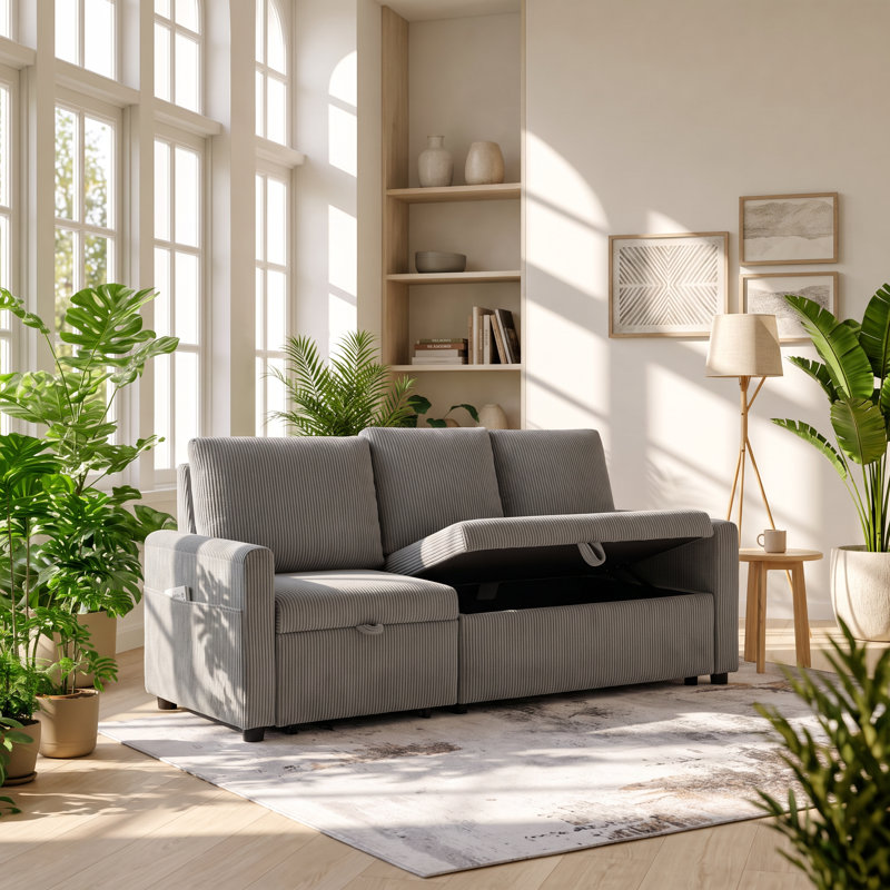 70 " Corduroy L-Shaped Sofa & Chaise