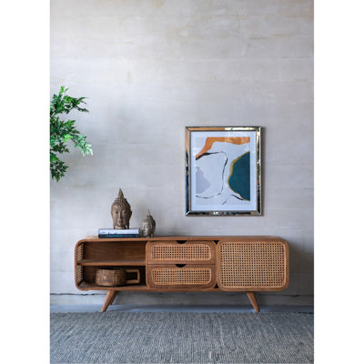 Armoire 59 po x 15 po x 20 po avec façade - organisez votre salon décontracté à base de bois brun naturel