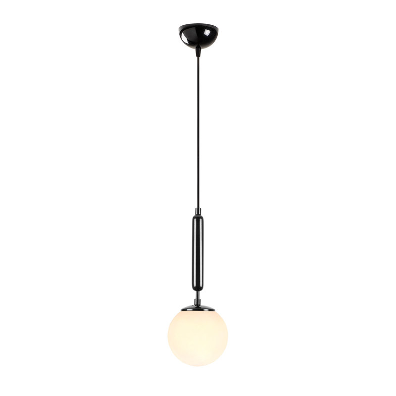 Industrial-Style Chandelier, Black & White Abstract Design, Adjustable Height 19.7 x 19.7 x 53.1 inches | Metal Body with Glass Cap, Max Bulb Size 2.4 x 3.5 inches | Perfect for Scandinavian and Modern Decor