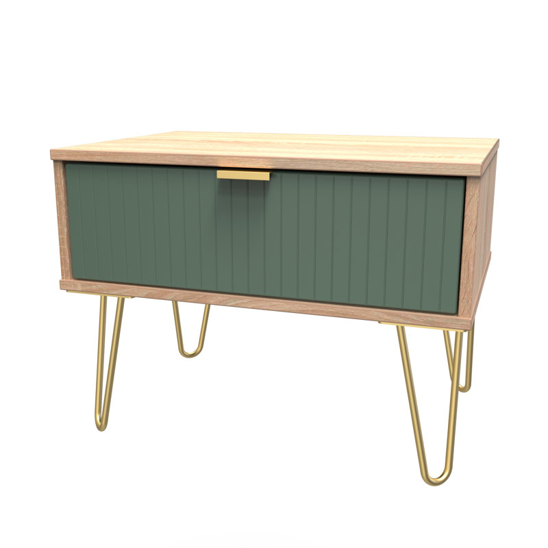 Beranda 1 Drawer Midi Chest (Ready Assembled), Labrador Green/Bardolino Oak
