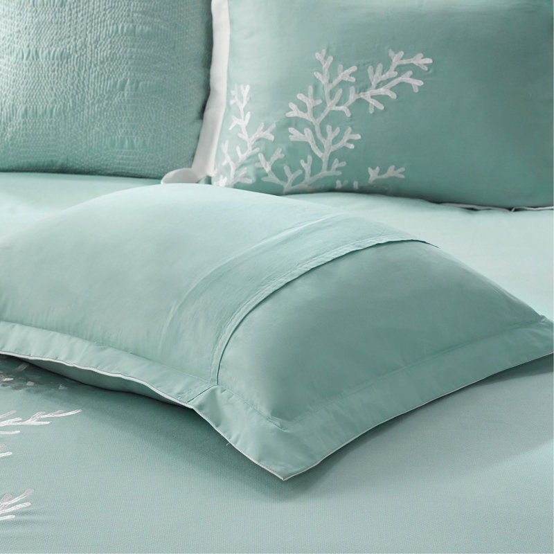Oversized Cotton Jacquard Comforter Set Aqua