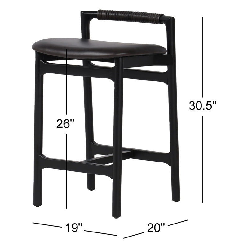 Baden Stool, Counter Stool (26" Seat Height), Sonoma Black/Genuine Leather, Brushed Ebony