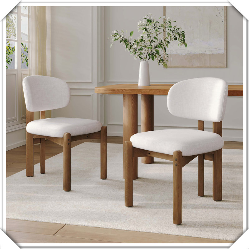 Chaise de salle à manger rembourrée 2 pièces Mid-Century, Noyer