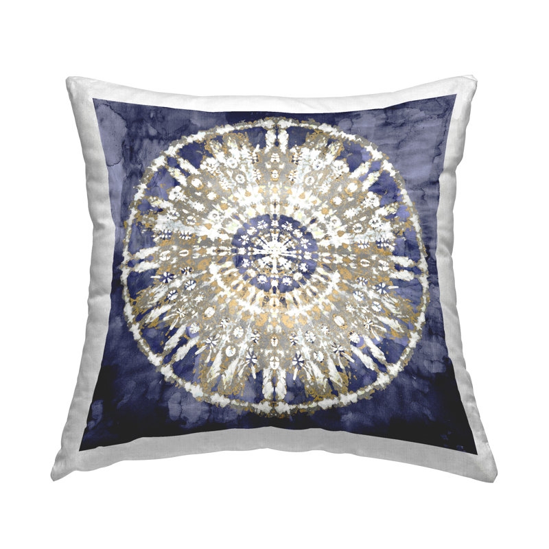 Conception de coussin décoratif à motif de médaillon bleu Boho par Ellie Roberts