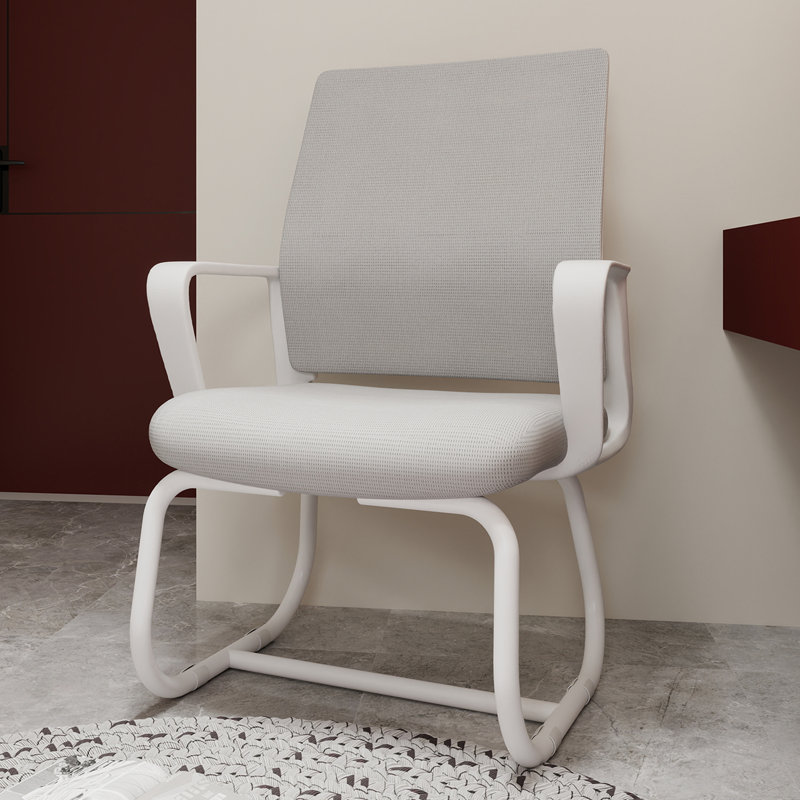 Chaise de bureau Minimalist Modern - Structure en métal, douce et confortable, pour la maison et le bureau, blanc et gris